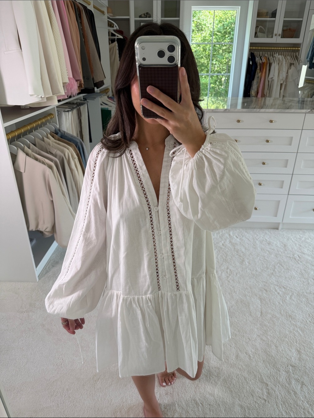 Petal & Pup White Boho V-Neck Tiered Mini Dress - Picture 2 of 5